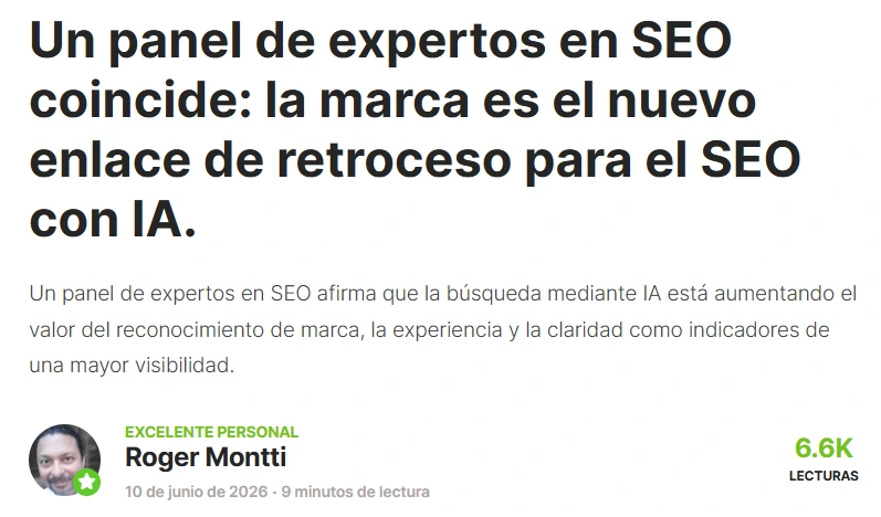 Captura de pantalla de un titular de noticias que muestra que la marca es el nuevo backlink: Por qué el SEO tradicional es una trampa